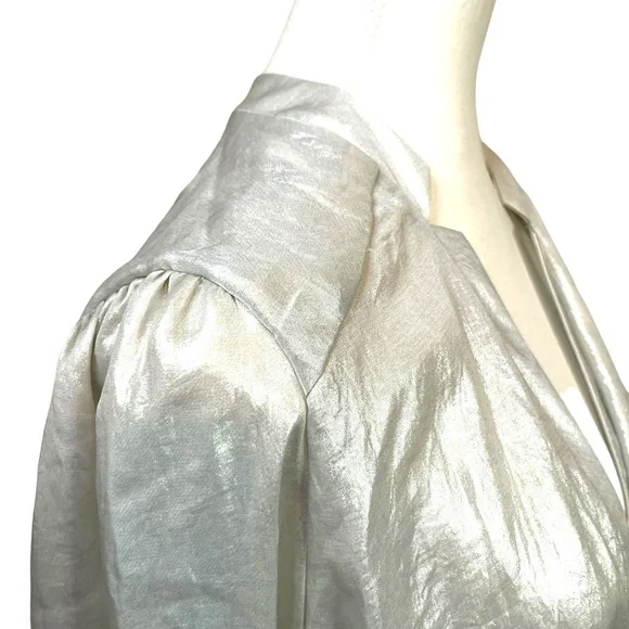 Melissa McCarthy x Seven7 Metallic Long Sleeve Faux Wrap Blouse Size 0X BNWT - Picture 6 of 7